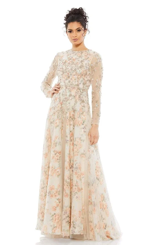 Season Sale Mac Duggal - 11219 Subtle Floral A-line Beaded Dress