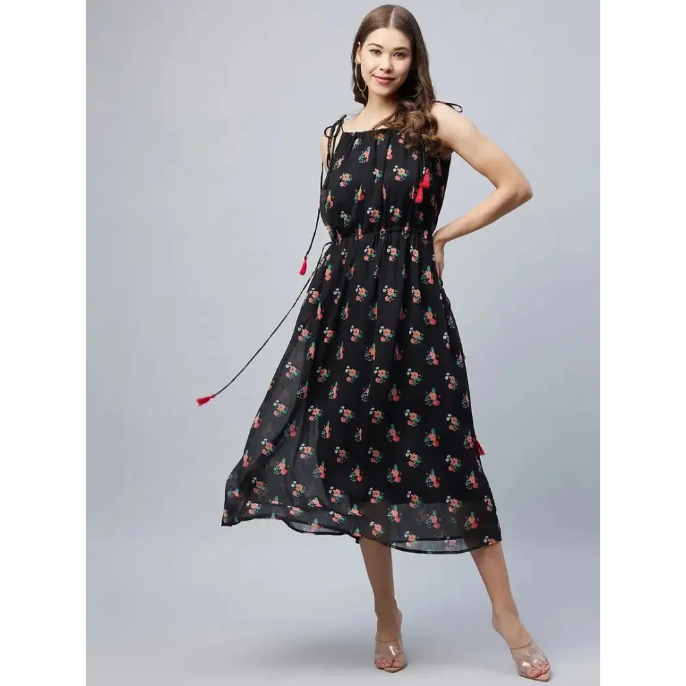 Women's Professional Outfit Women Stylish Polyester Fit and Flare Dress