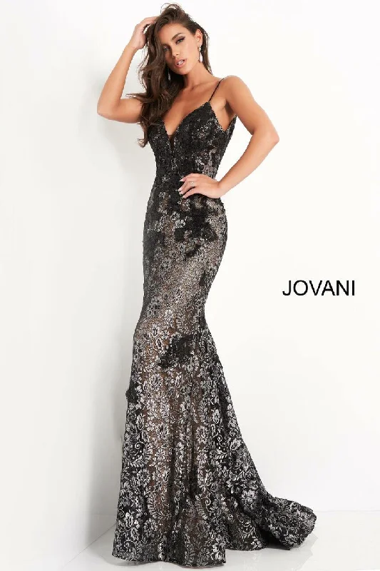 Exclusive Discount Jovani 06438 Prom Long Spaghetti Strap Lace Dress