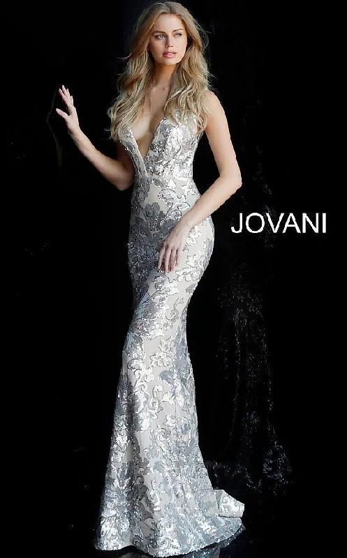 Break Fashion Norms Jovani 65578 Long Sleeveless Prom Formal Sexy Dress