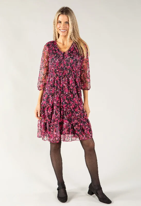 Flash Sale On Stylish Outfits – Hurry Before It's Gone Rose Printed Lace Pleated Dress