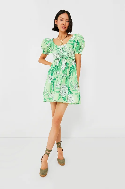 Chic And Comfortable Dew Drop Floral Green Mini Dress