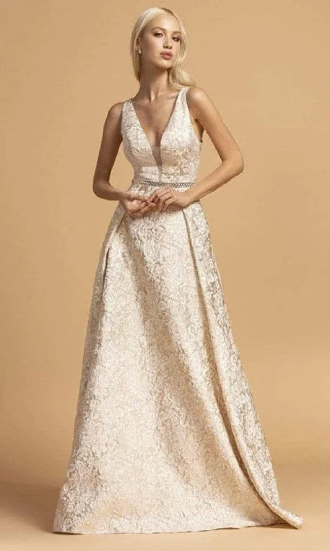 Discover Promotions Trevi Collection - D310 Floral A-Line Evening Dress