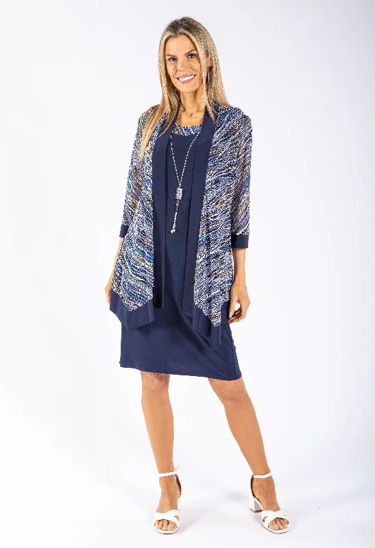 Fashionable Tops for Women Leaf Print Jacket and Dress Set