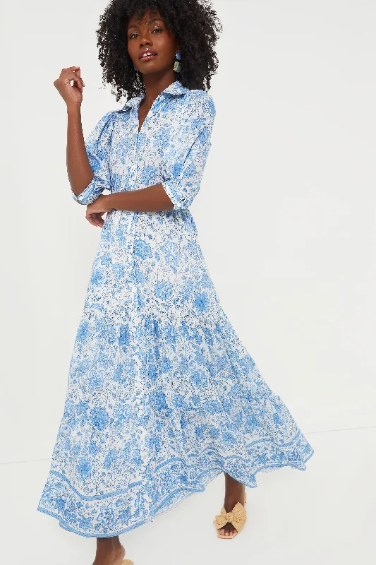 Classic Women's Fashion Blue Floral Blair Maxi Dress