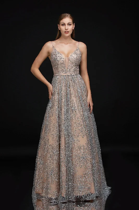 Trendy Aesthetics Nina Canacci Prom Long Glitter A Line Dress 6541