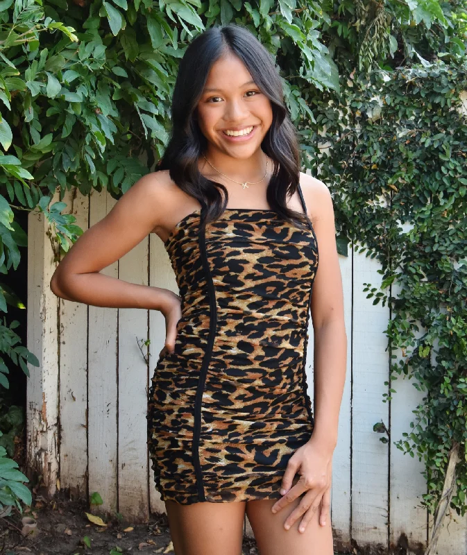 Plus Size Women’s Fashion and Clothing Cheryl Creations Girls Ava Brown Leopard Dress