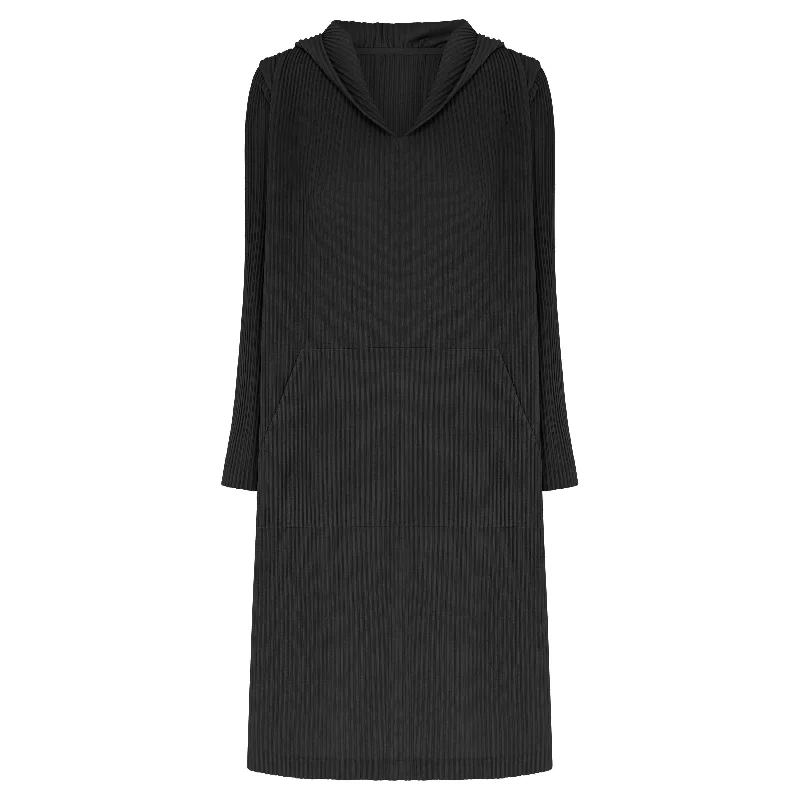 Feminine Soft - Hued Look Plisse Hoodie Dress