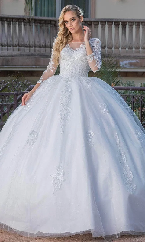 Elevated Casual Discounts Dancing Queen 0264 - Embroidered Sheer Long Sleeve Ballgown