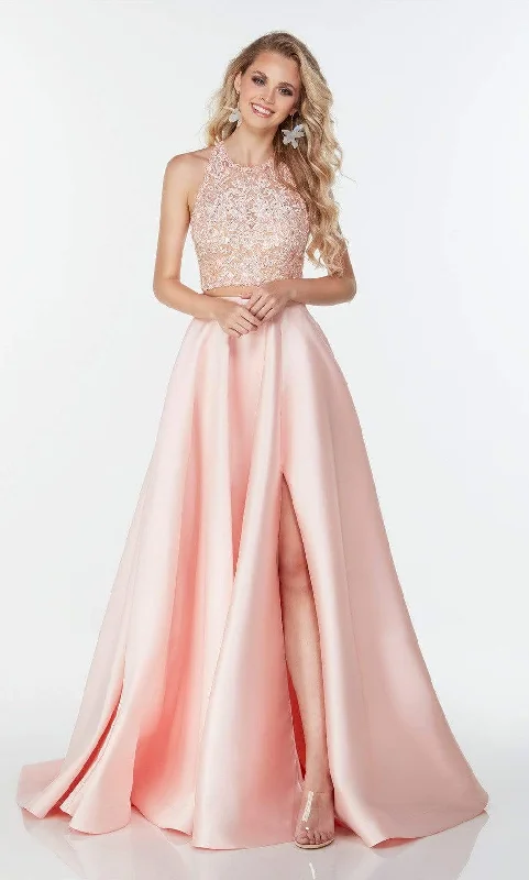 Unleash Your Trend Driven Style Alyce Paris - 61081 Scallop Lace Halter Ballgown