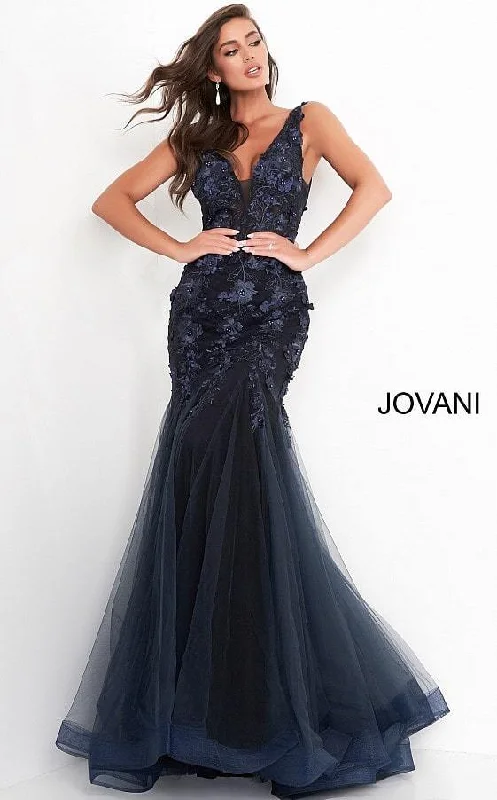 Chic Trend Collection Jovani 8066 Prom Long Floral Mermaid Lace Dress