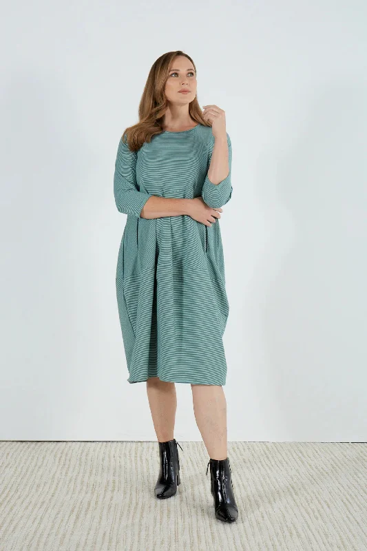 Chic Casual Style Tirelli - 23D3025 3/4 Stripe Diagonal Seam Dress