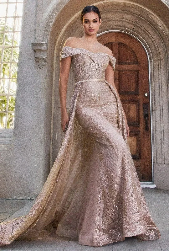 Season Sale Andrea & Leo A1200 Off Shoulder with Overskirt Lace Gown