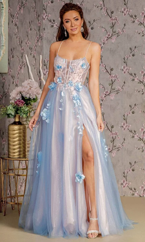 Fashion Forward GLS by Gloria GL3250 - Sleeveless 3D Floral A-Line Prom Gown