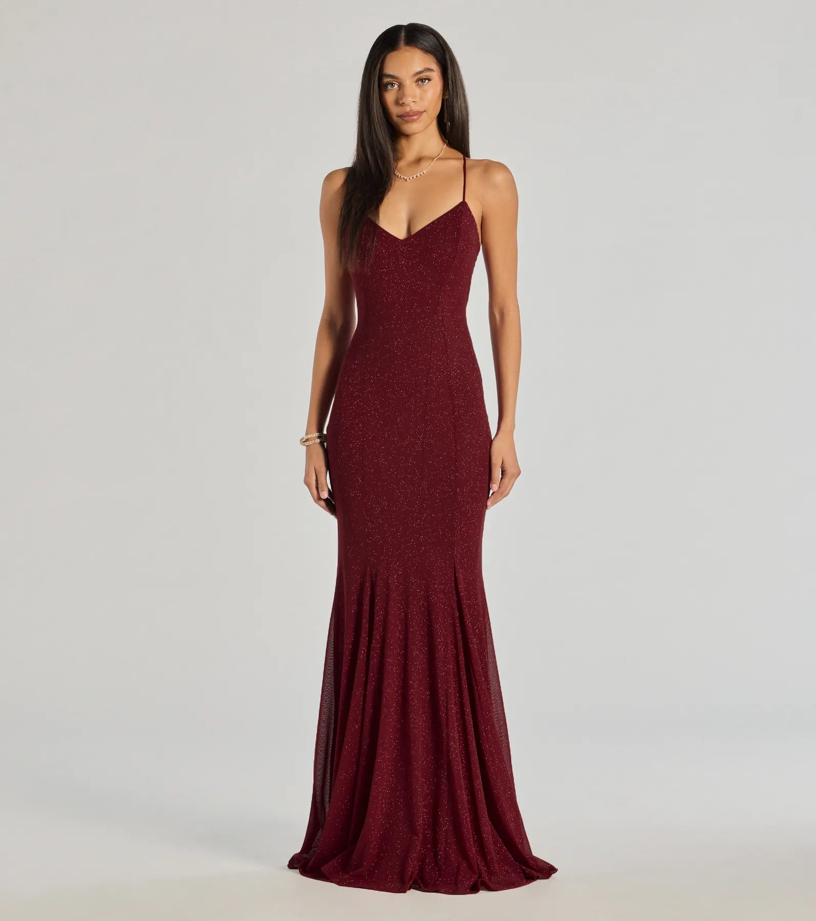 Chic Trends Unveiled Sam Strappy Open Back Glitter Mermaid Dress