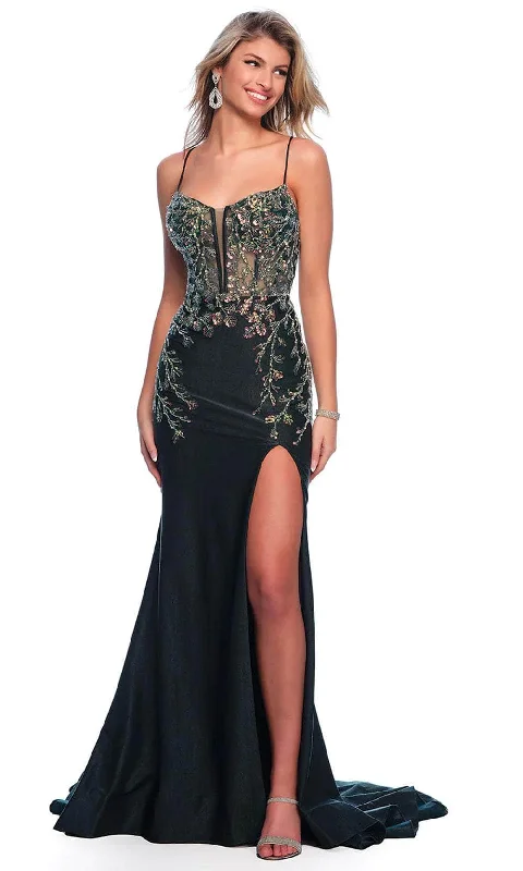 End Of Season Sale Dave & Johnny 11551 - Sleeveless Floral Sequin Evening Dress