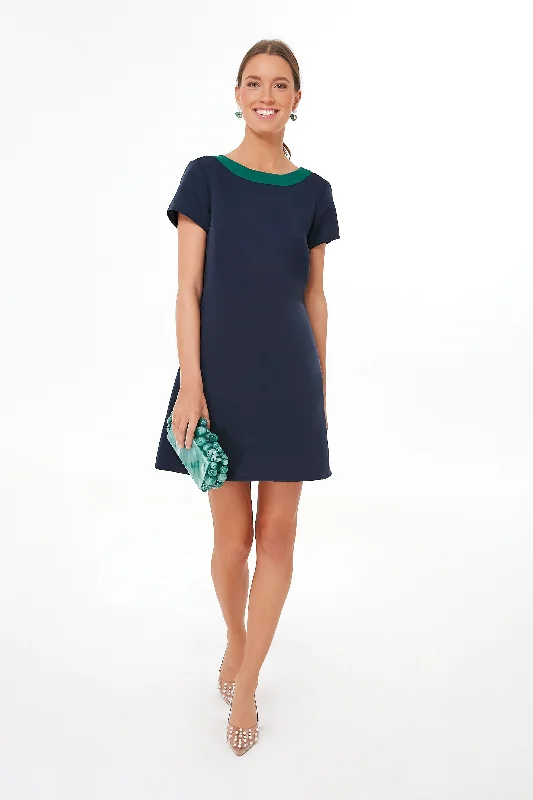 Find Your Unique Flair Navy and Green Bow Back Mini Dress