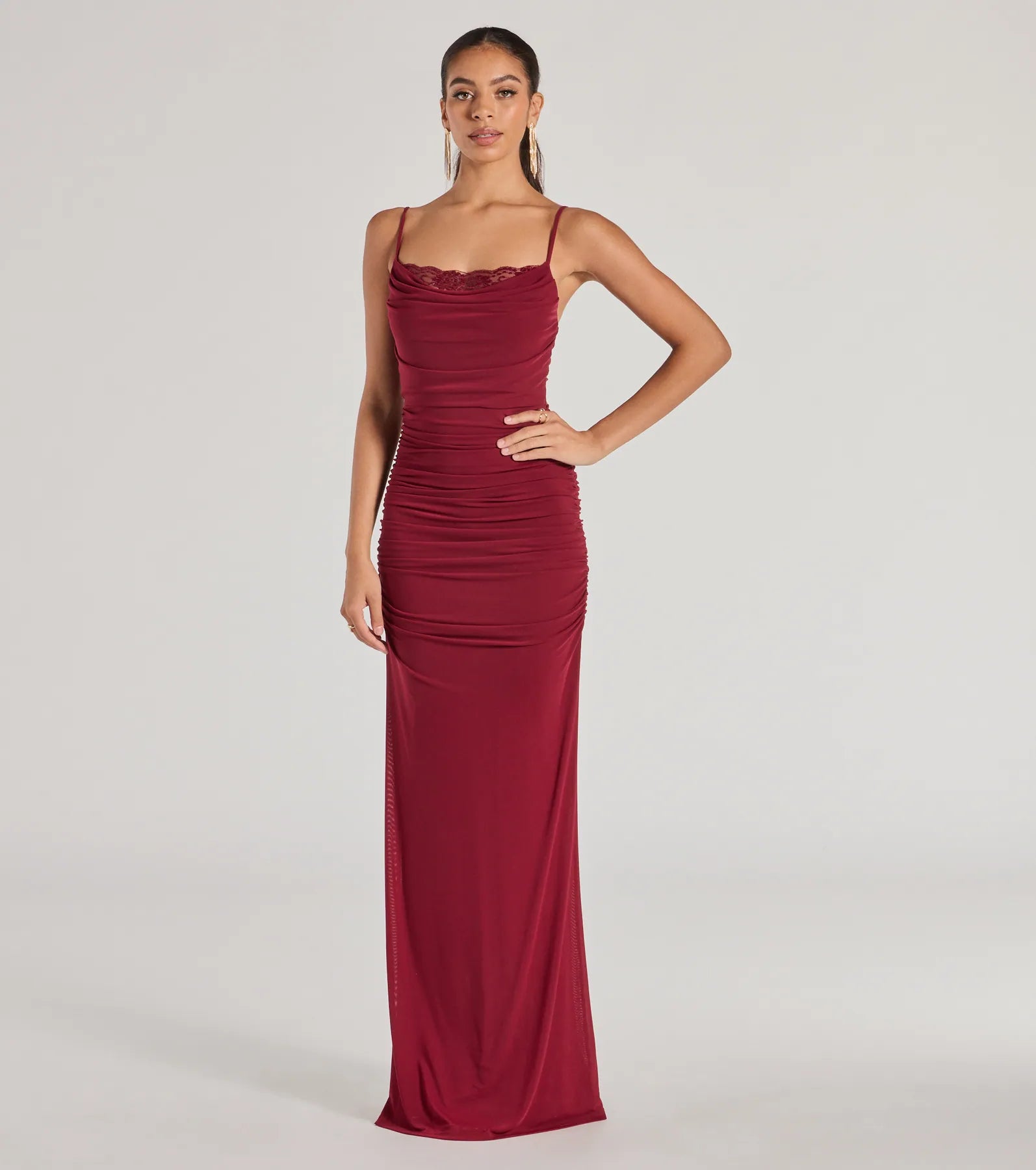 Trendy Outfits At Exclusive Discounts – Don't Miss Out Julane Cowl Neck Ruched Column Dress