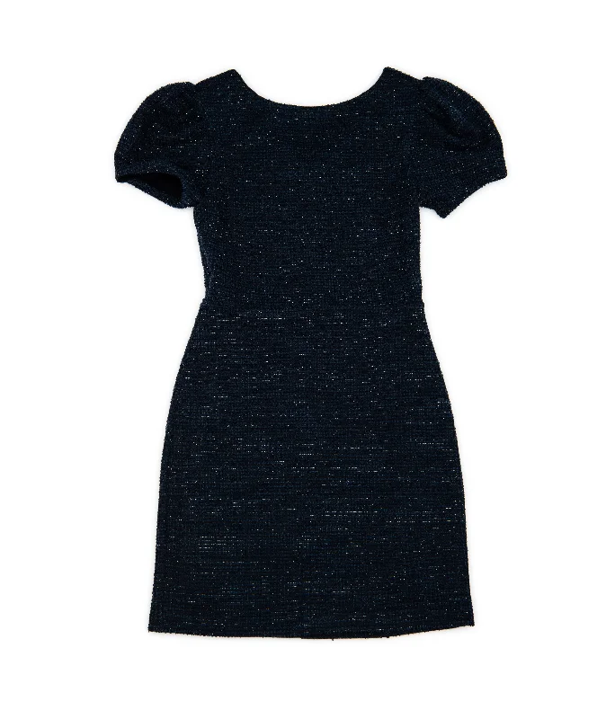 Trendy Boutique Online By Debra Girls Mia Navy Boucle Puff Sleeve Sheath Dress