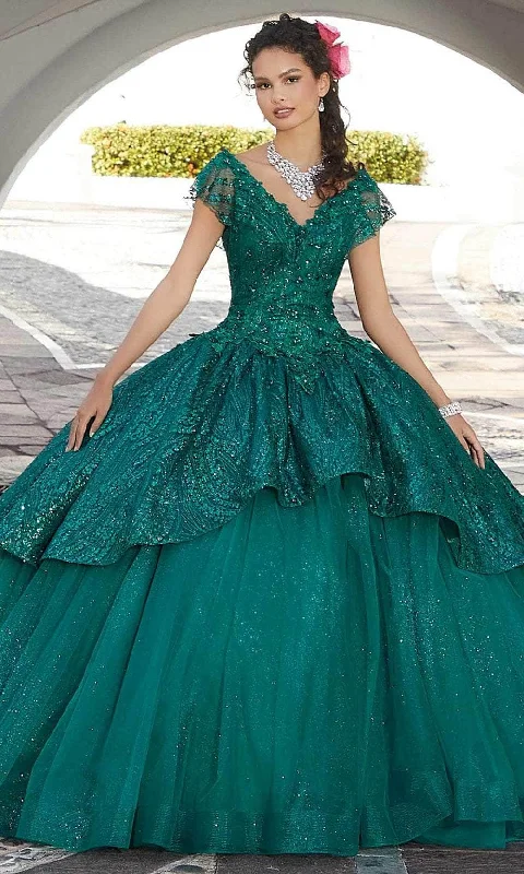 Women's Clothing Online Sale Mori Lee 60162 - V Neck Embellished Quinceanera Gown