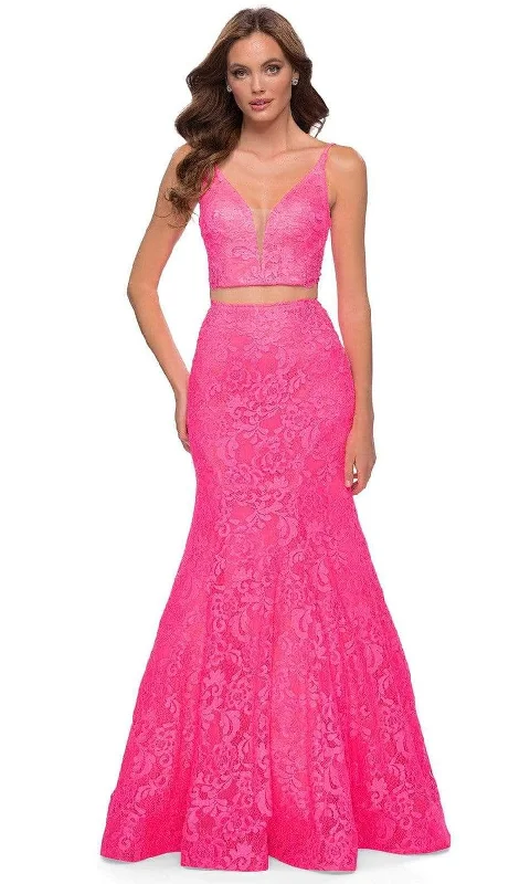 Flirty Fashion Discounts La Femme - 29967 Two Piece Floral Junior Prom Trumpet