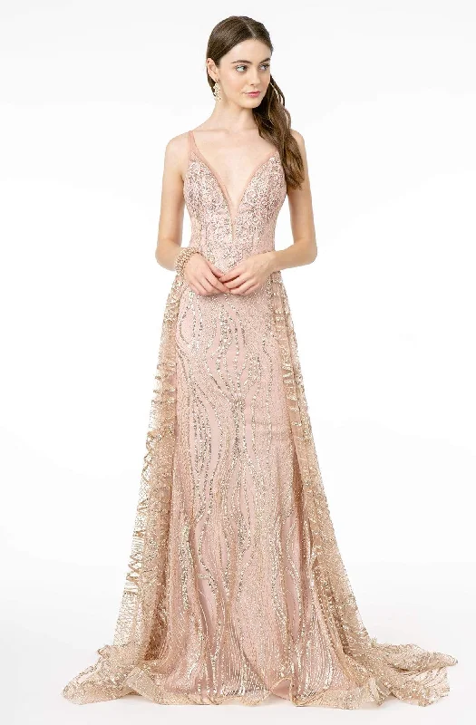 Hot Deals Elizabeth K - GL2955 Sequined Deep V-Neck A-Line Gown