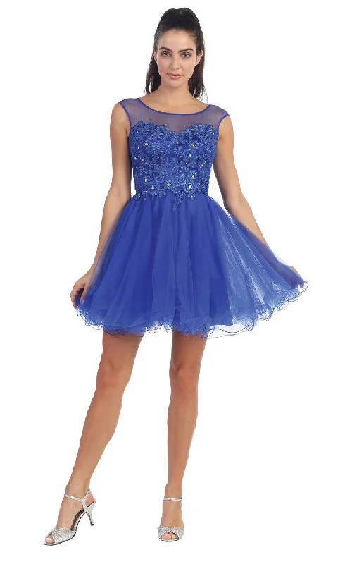 Sophisticated Fashion Dancing Queen Sheer Floral Applique Cocktail Dress 8881 - 1 pc Mint In Size 3XL Available