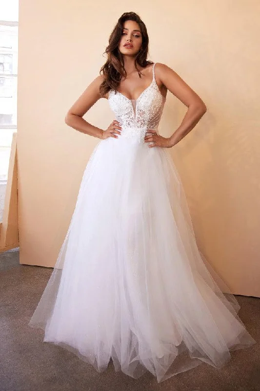 Classic Modern Offers Cinderella Divine CD0195W Sleeveless Tulle A-Line Wedding Gown