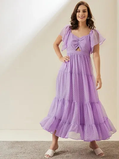 Trendy Aesthetics Attractive Georgette Fit and Flare Dress for Women