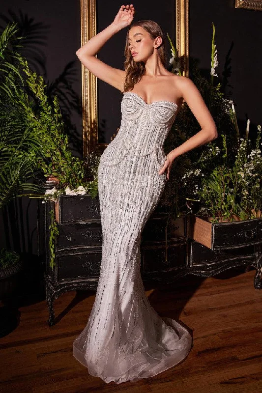 Save Big Andrea & Leo A1184 Strapless Pearl Mermaid Prom Gown