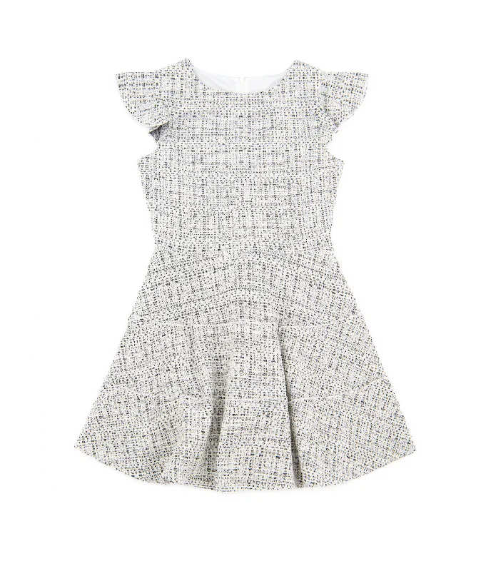 Online Clothing Boutiques By Debra Girls Sara Black/White New Boucle 3 Tier Dress