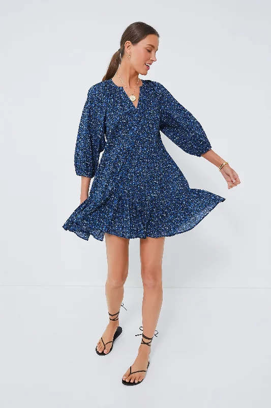 Athleisure Wear Spagliato Floral Blue Mini Mitte Dress