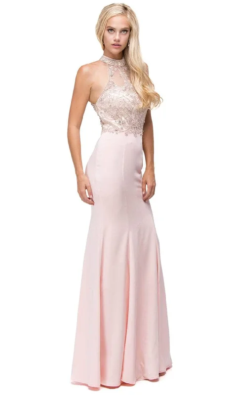 Trend Setting Wardrobe Dancing Queen 9777 - Halter Beaded Illusion Prom Gown