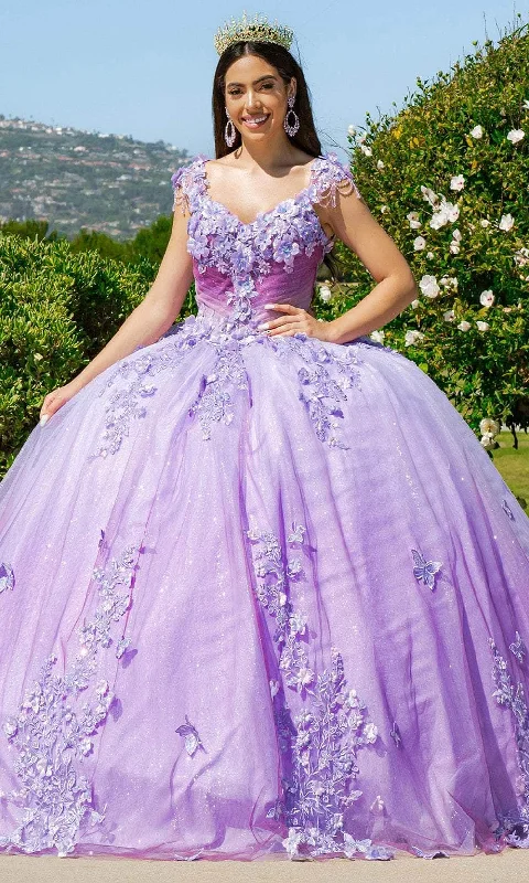 Bid Farewell To The Old Season Cinderella Couture 8088J - 3D Floral Embellished Cap Sleeve Ballgown