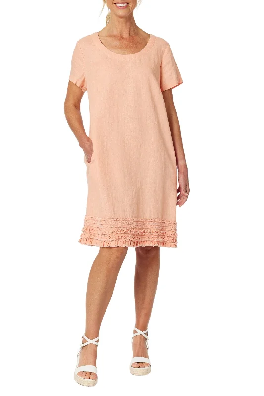 Elegant Women's Fashion RUFFLE HEM LINEN DRESS - 46000GS