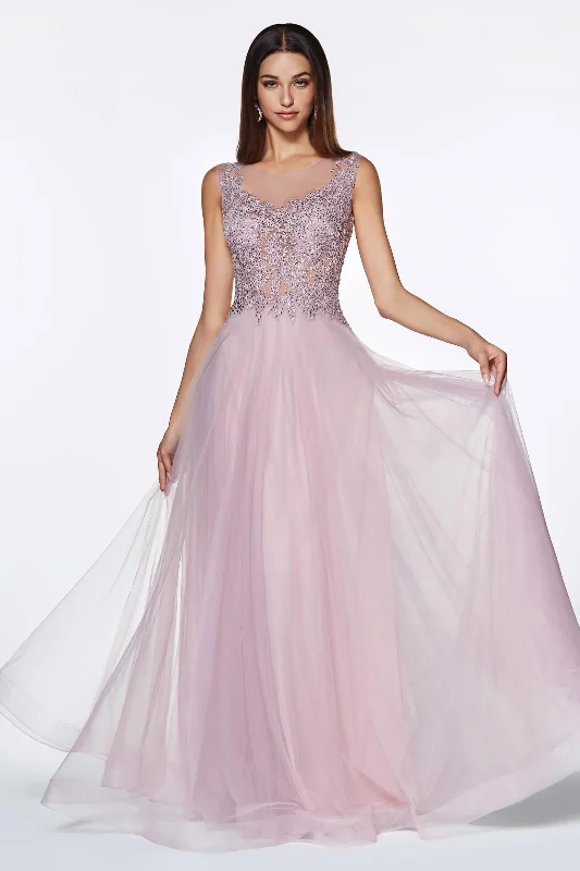 Seasonal Picks Cinderella Divine CD0136 Long Formal Closed Back Lace Prom Dress
