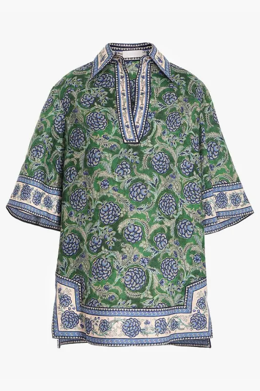 Step Ahead, Lead The Trend Green and Blue Floral Junie Tunic Dress