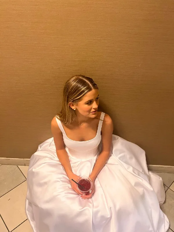 Sustainable Fashion Extravaganza Classic A-line White Satin Long Wedding Dress,Simple White Bridal Dress Y4672 Sustainable Fashion Extravaganza Classic A-line White Satin Long Wedding Dress,Simple White Bridal Dress Y4672
