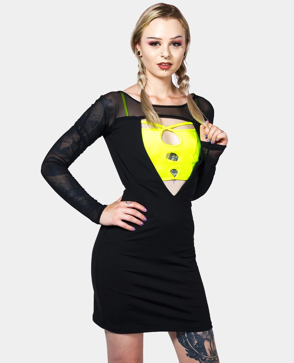 Limited-Time Markdowns On Stylish Wardrobe Essentials MESH DEEP V DRESS