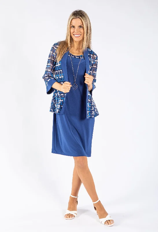 Luxury Women's Fashion Patterned Jacket and Dress Set