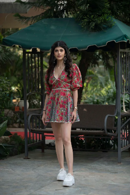 Wardrobe Essentials Leah Multicolour Printed Cotton Dress