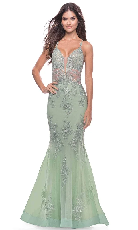 Redefining Women's Style La Femme 31598 - Tulle Trumpet Embroidered Gown