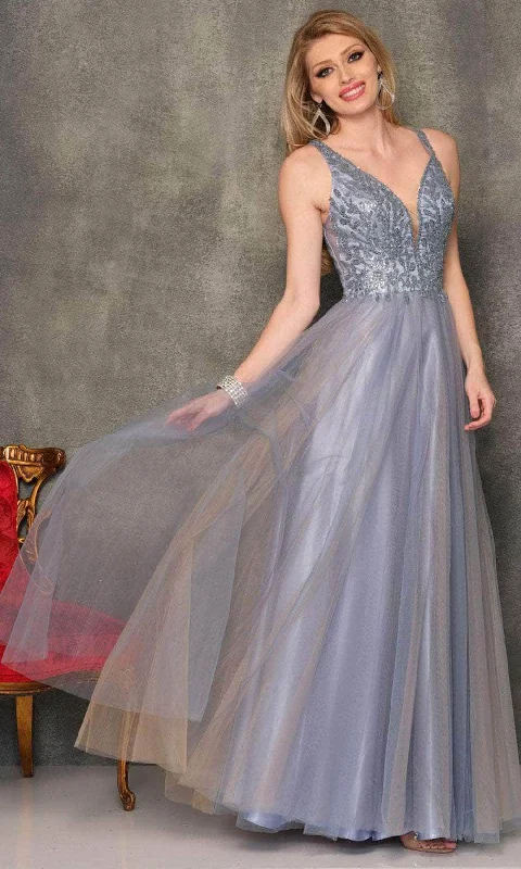 Modern Women’s Fashion with Vintage Touches Dave & Johnny 10771 - Plunging V-Neck Long Prom Gown