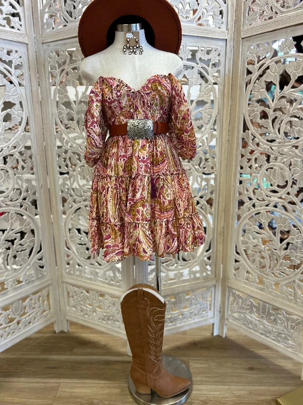 Explore What'S New Heart Lined Multi Color Flowy Mini Dress- Not Stretchy