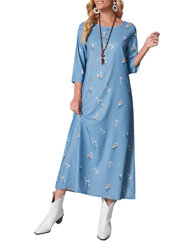 Best Sellers KittenAlarm - Floral Printing Middle Sleeve Dress