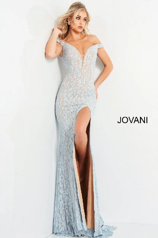 Fashion Sale Jovani 06096 Prom Long Off the Shoulder Lace Dress