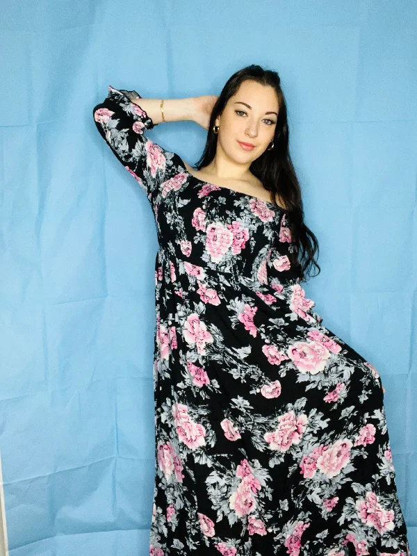 Trend Alert Long Floral Dress with cuffed sleeves