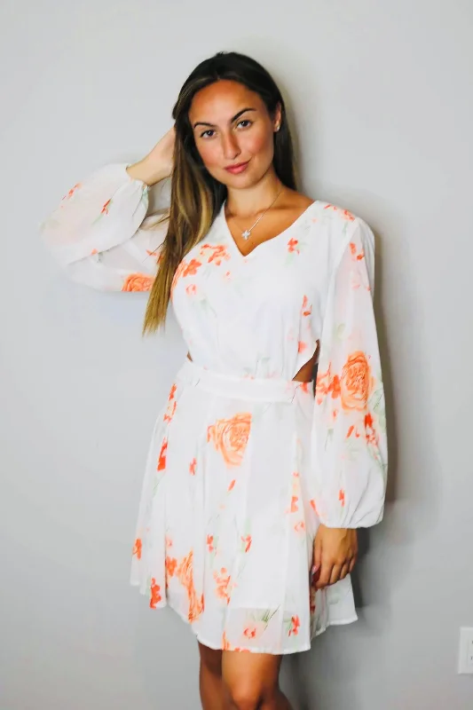 Day To Night Styles Floral Cut Out Dress