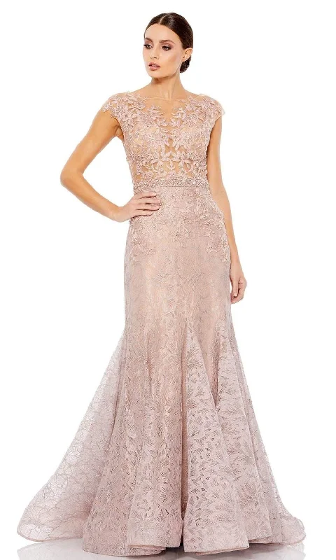 Dive Into Trendy Styles Mac Duggal Evening - 79368D Floral Lace Illusion Trumpet Gown