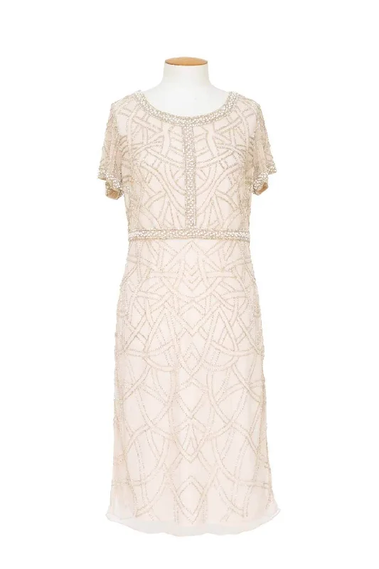 Street Style Fashion Jesse Harper - JH0135 Cognac Short Sleeve Beaded Dress